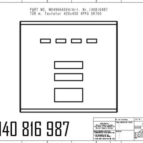 140816987 - DOOR M. DISPLAY U. 10ER KEYBOARD POWDER COATED.   4 PPU